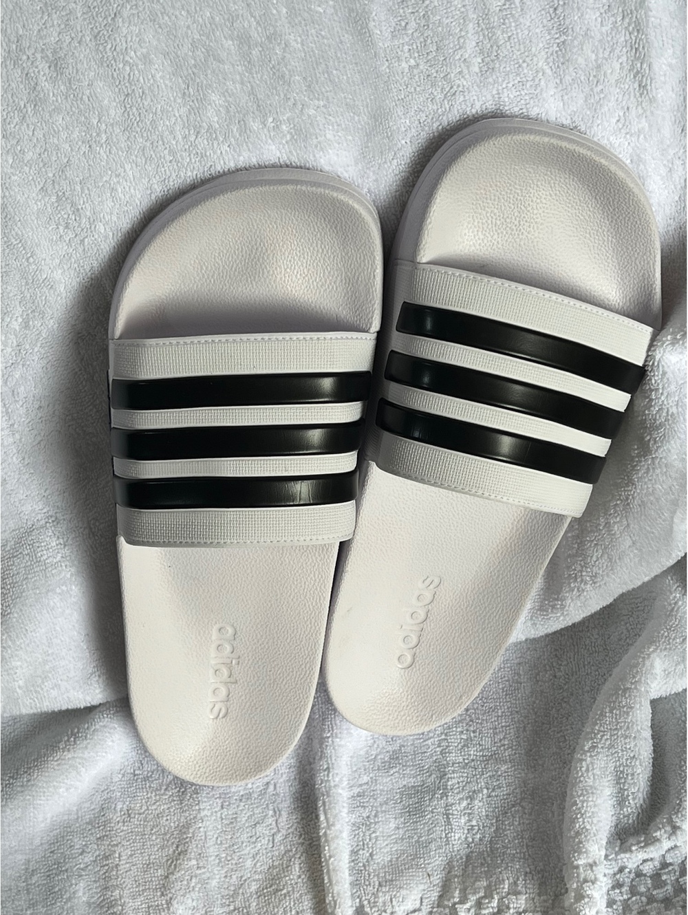 Adidas Adilette Slides White with Black Stripes